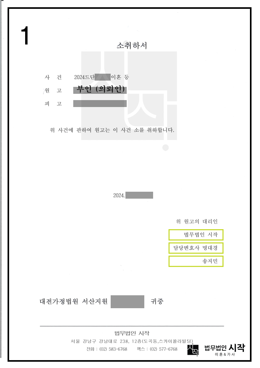 남편이 자신의 잘못을 깨닫고 변화를 약속하여 이혼소송을 취하한 사례