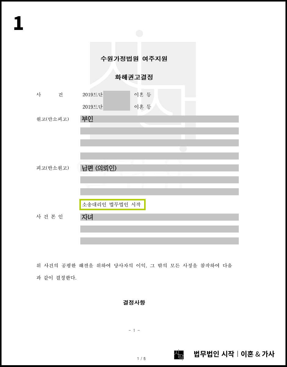 자녀의 친권 및 양육권을 확보하고, 재산분할 2,500만 원 지급을 확정한 사례