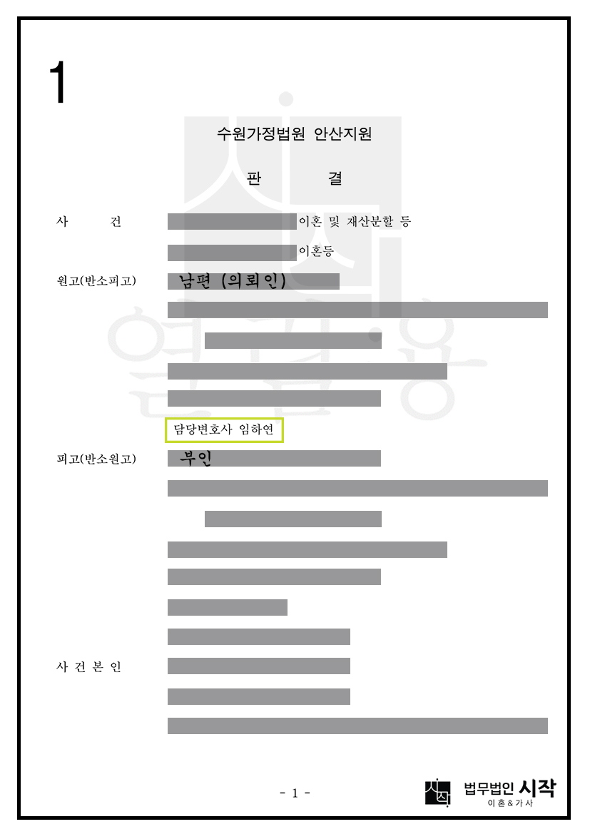 상대방의 거액 반소청구(재산분할 약 7억 5천만원·위자료 3,000만원·과거양육비 4,400만원 등)를 청구액의 상당 부분 감액시켜 방어