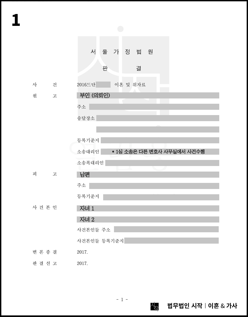 1심 이혼기각 당한 사건에 대한 2심 이혼소송 진행 사례