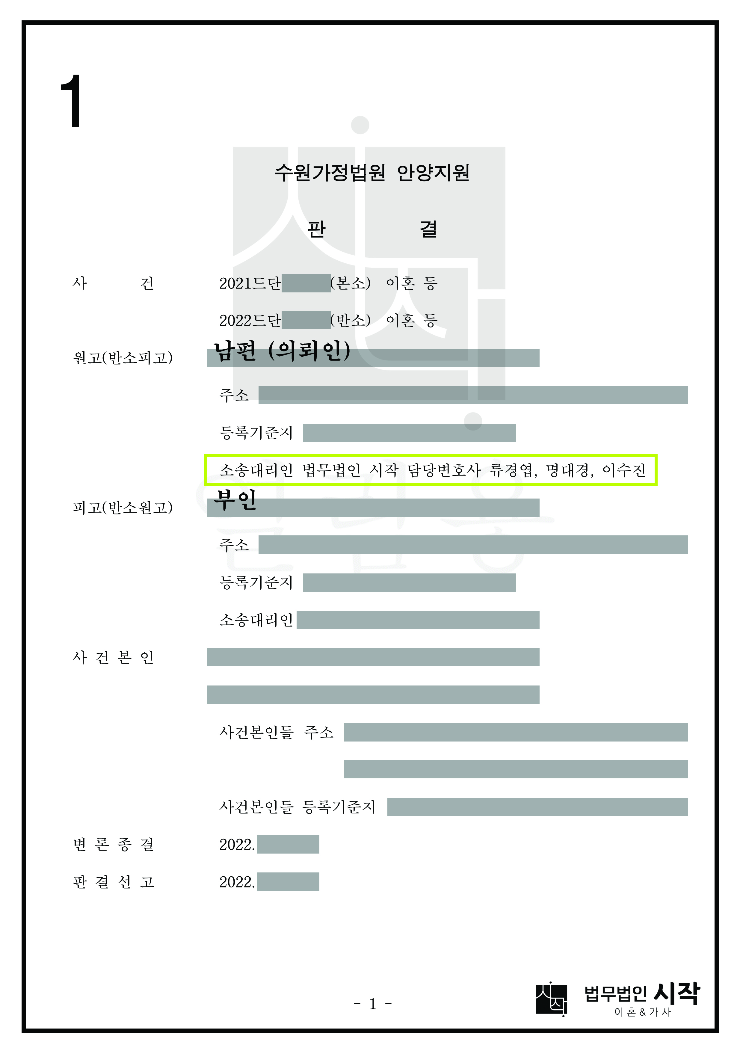 이혼을 거부하며 위자료를 청구해온 부인으로부터 오히려 위자료를 받아낸 사건