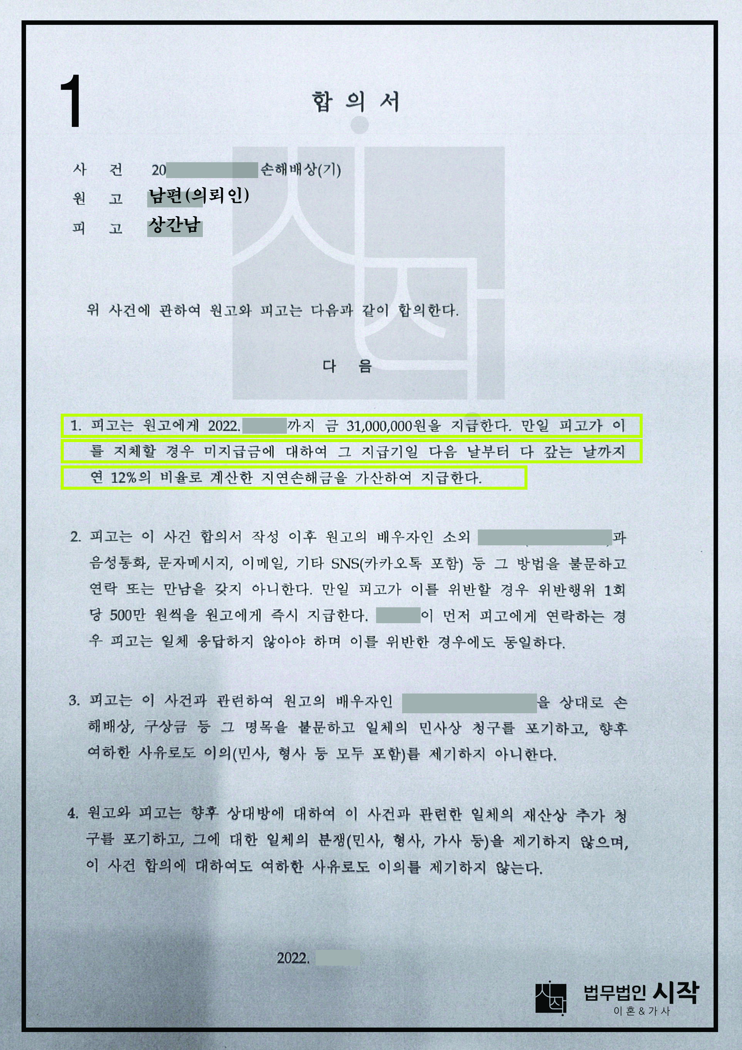 상간자 소송 소장 송달 이후 빠르게 합의를 이끌어낸 사례