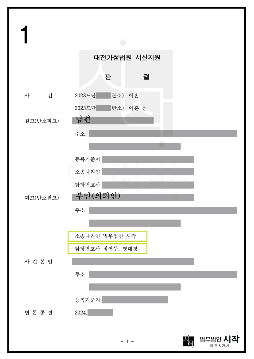 부정행위를 주장하는 상대방의 주장을 배척하고, 재산분할 기여도 50%를 인정받은 사례