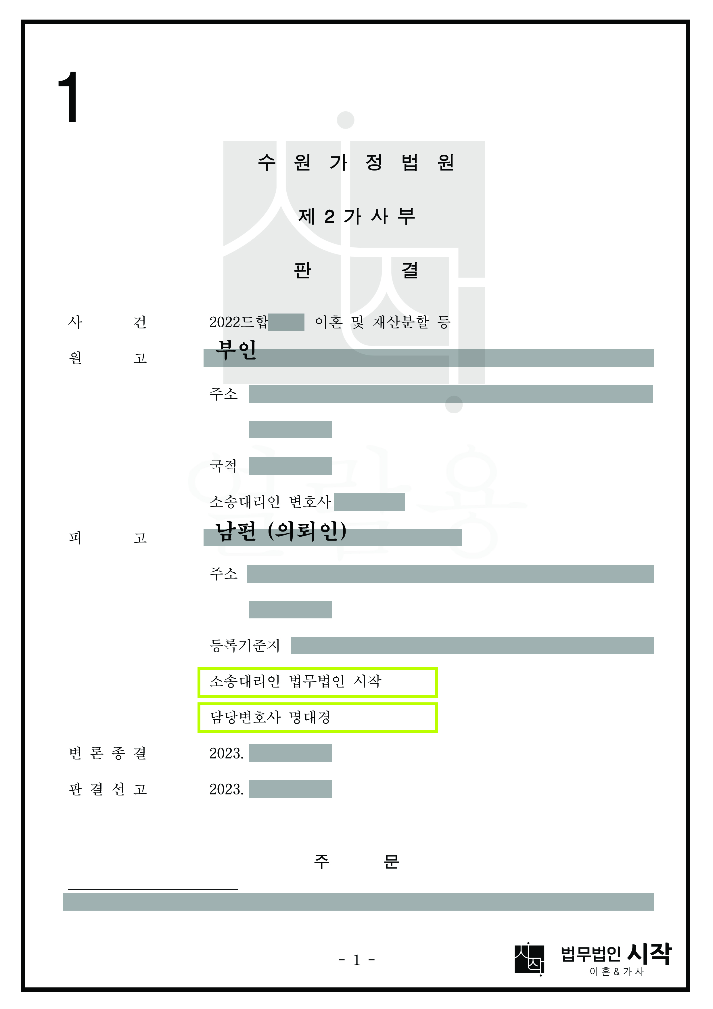 외국으로 출국한 뒤 이혼을 청구한 사안에 대하여, 유책배우자에 의한 이혼 청구라는 남편(의뢰인)의 주장이 받아들여져 부인(상대방)의 이혼 청구가 기각된 사례