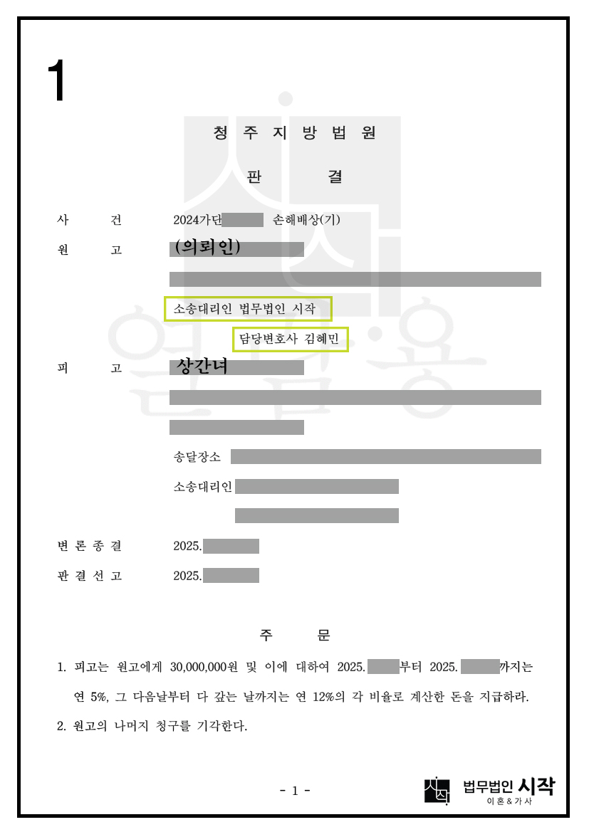 이혼하지 않은 상태에서 배우자와 교제한 상간녀로부터 위자료 3,000만 원 받은 사례