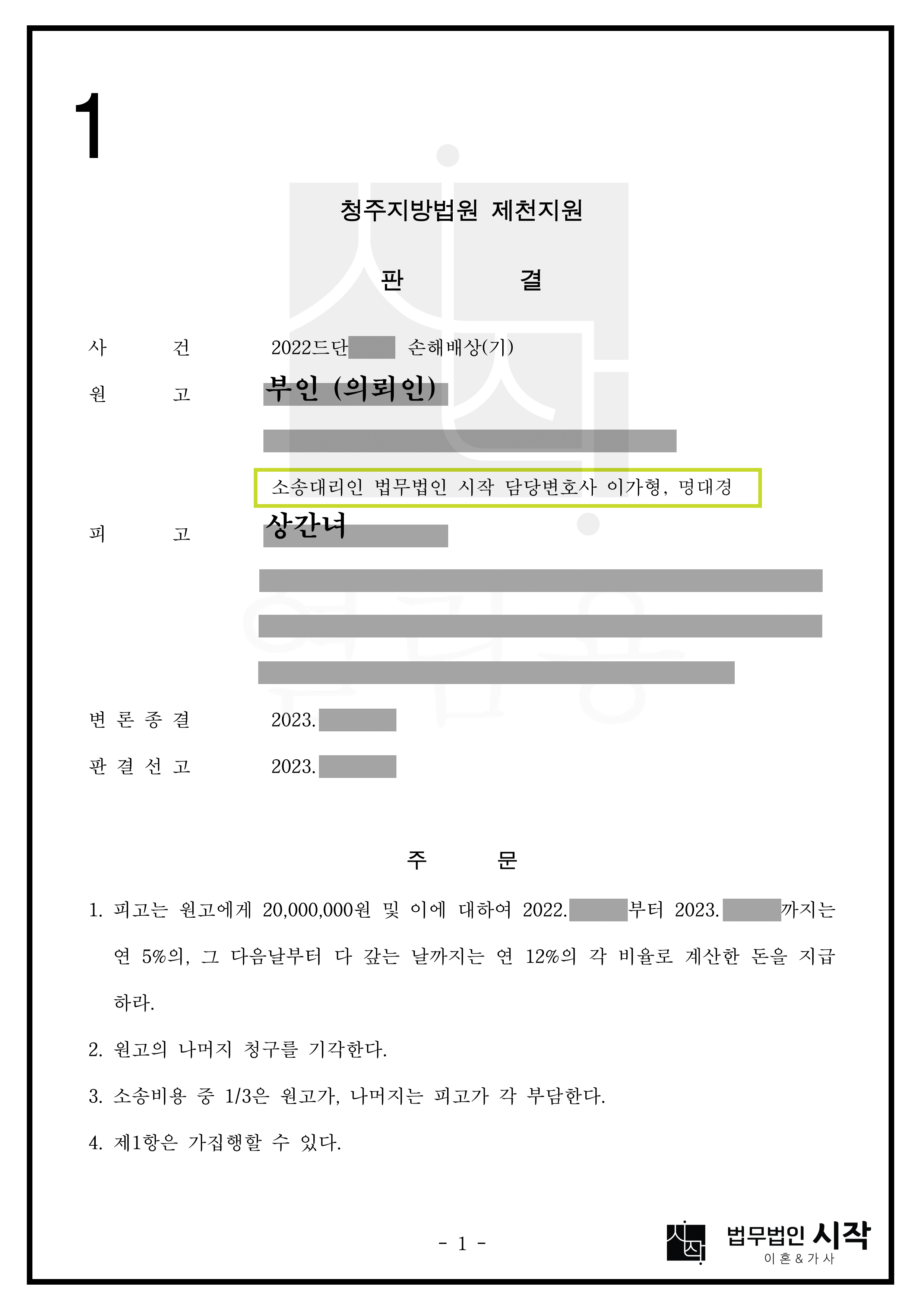 별거 중인 남편이 부정행위를 저지른 상황에서 상간자를 상대로 2천만원의 위자료를 인정받은 사건