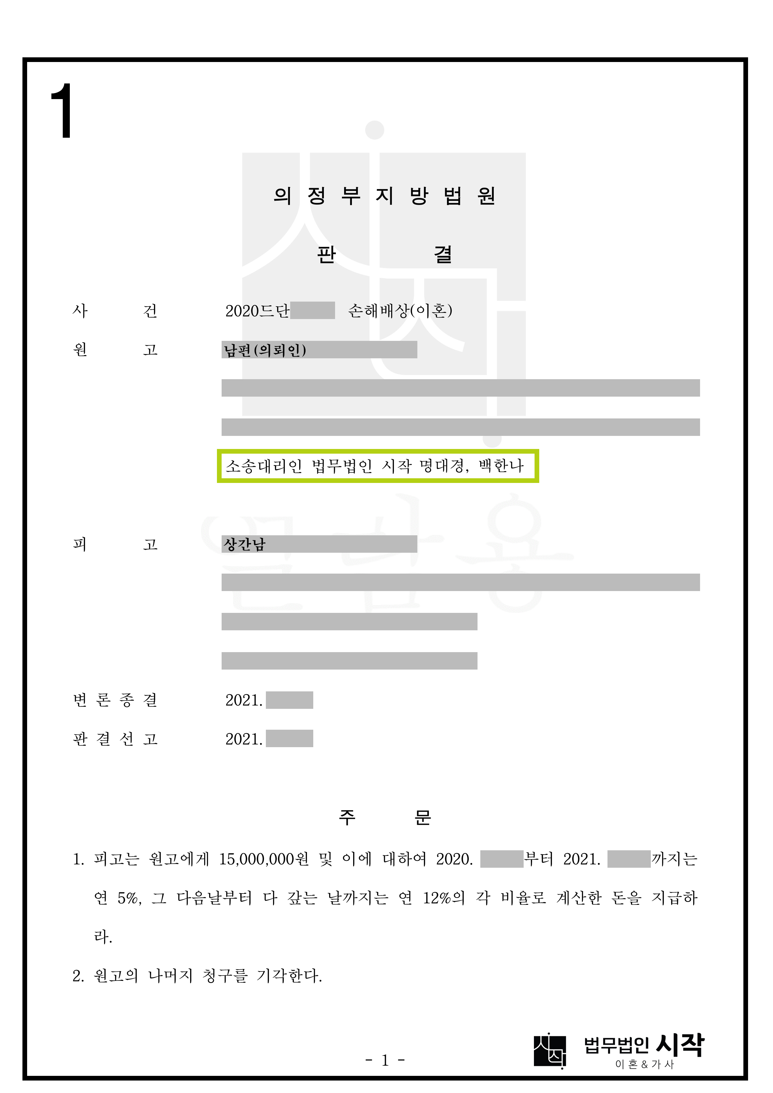 협의이혼 이후 상간자소송을 진행하여 위자료를 받은 사례