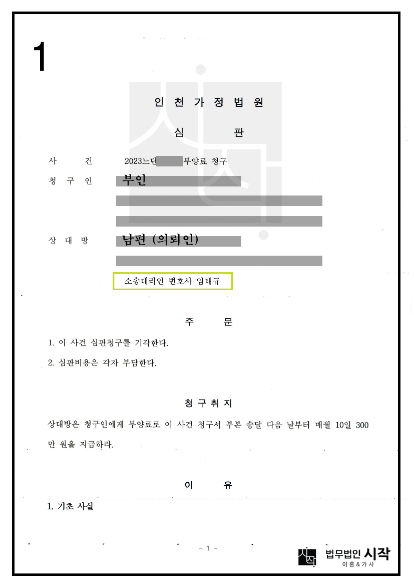 이혼소송 과정에서 제기된 부양료 청구가 전부 기각된 사례