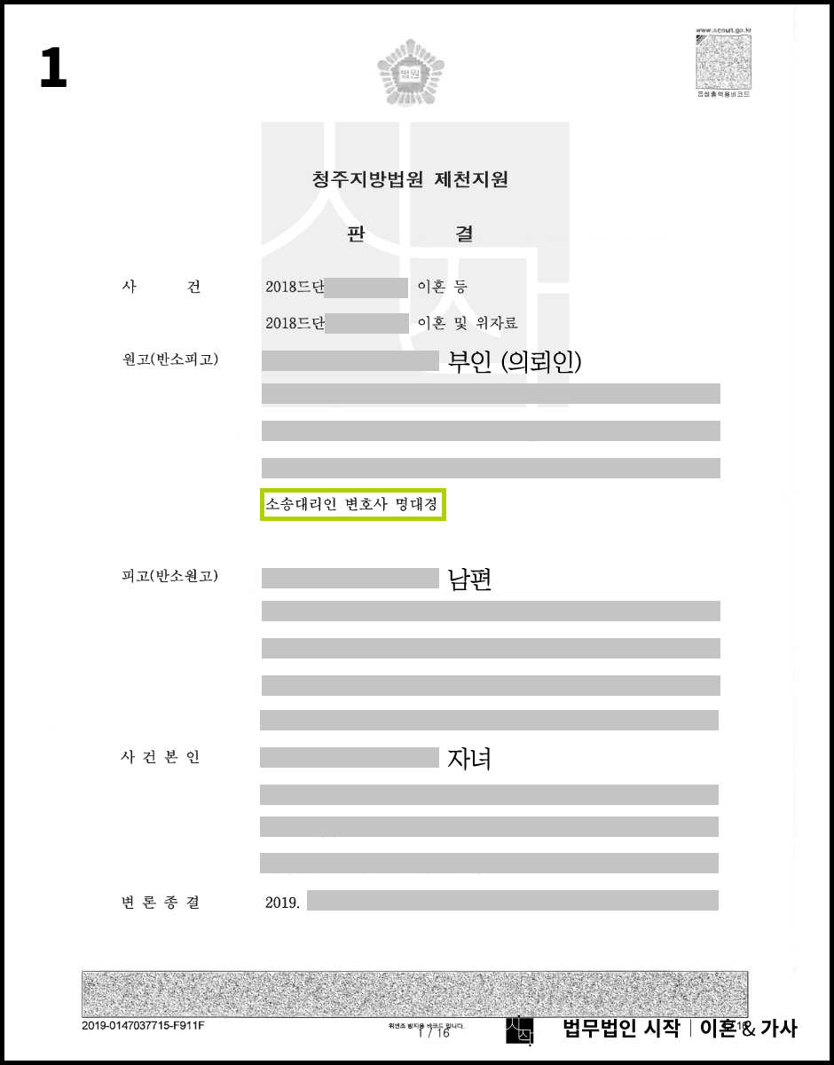 남편의 의처증 때문에 이혼을 하게 된 케이스