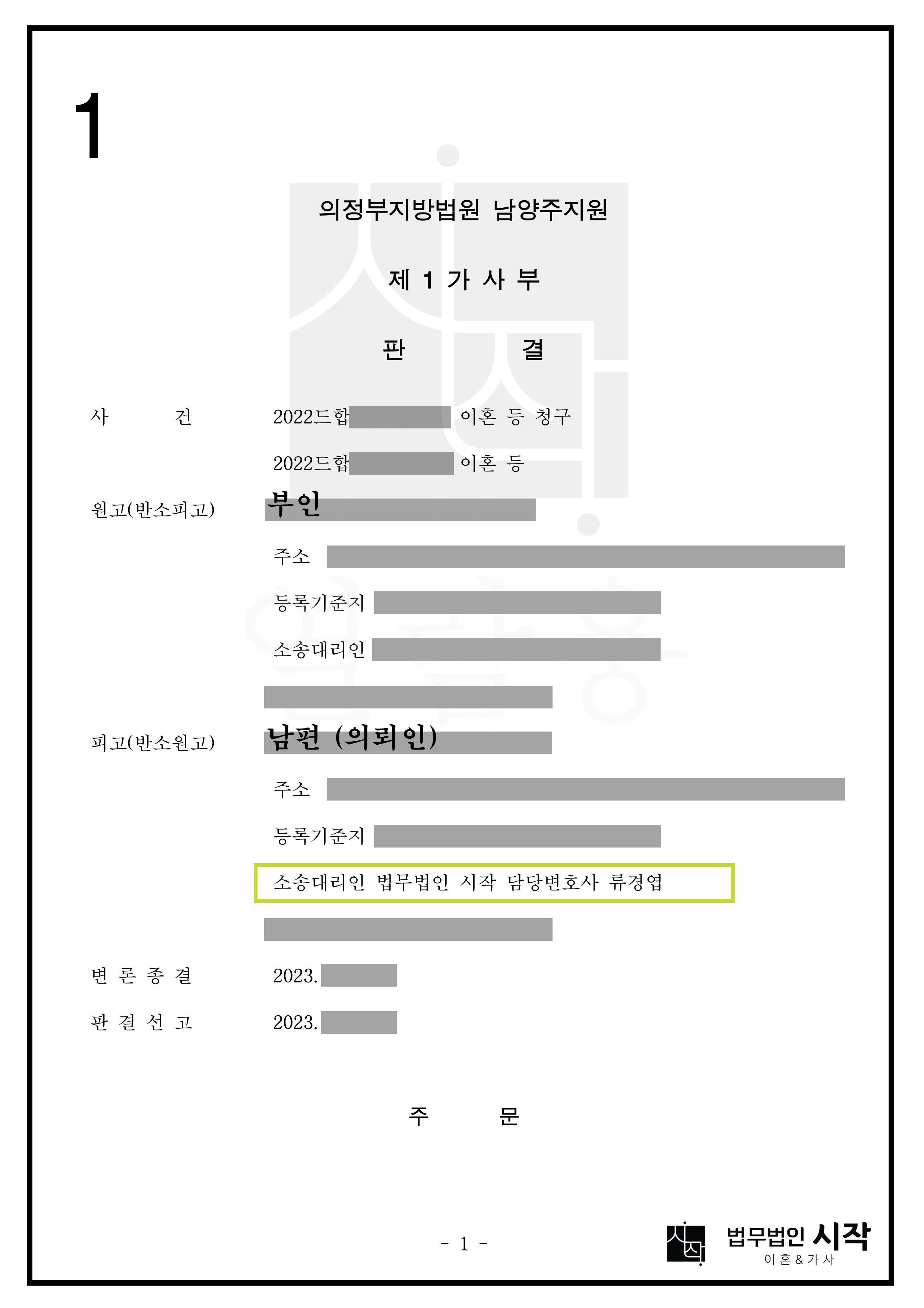 20년이 넘는 혼인기간에도 불구하고 75%의 기여도를 인정받은 사례