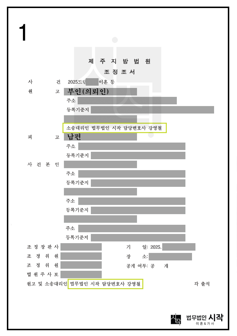 이혼, 재산분할, 친권자 및 양육자 등 소송을 진행하여 소장 접수 후 3개월 이내에 재산분할 50%, 단독 친권자 및 양육자로 조정이 성립된 사례