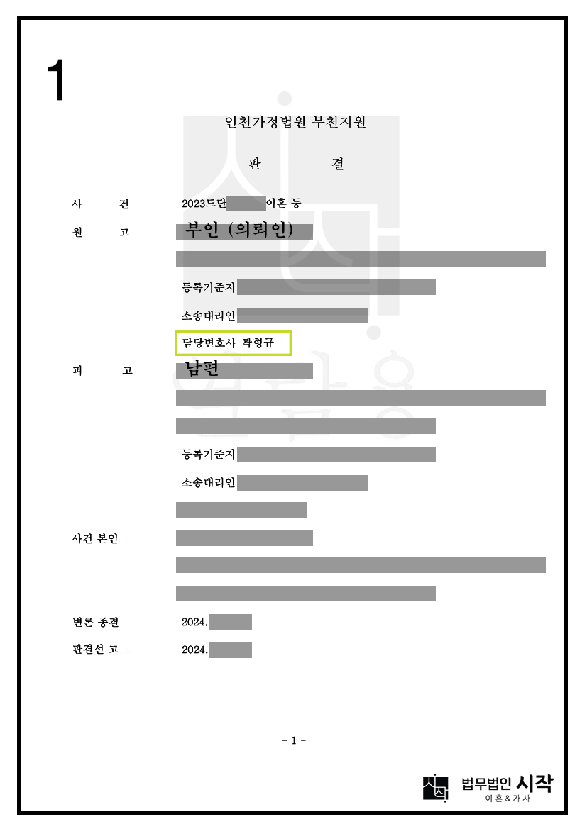 상대방의 채무를 재산분할 대상 재산에서 제외시킨 사례