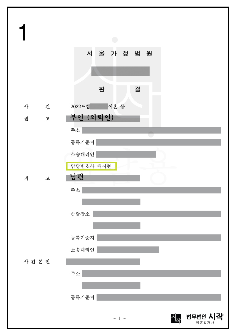 맞벌이 아내 위자료 최고액 5,000만 원, 재산분할 70% 인정된 사례