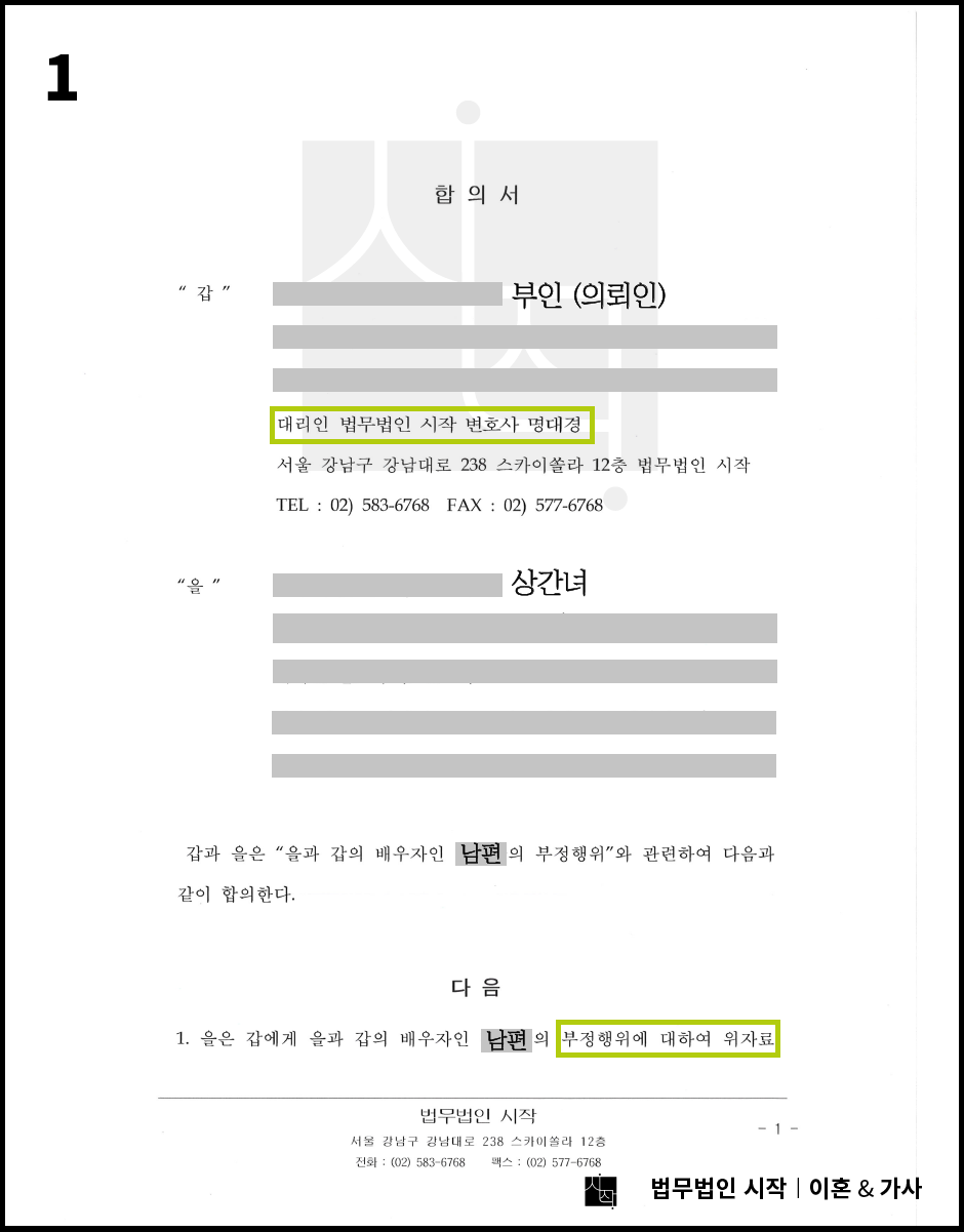 상간녀소송에 있어 위자료 금액 합의를 도출해낸 케이스