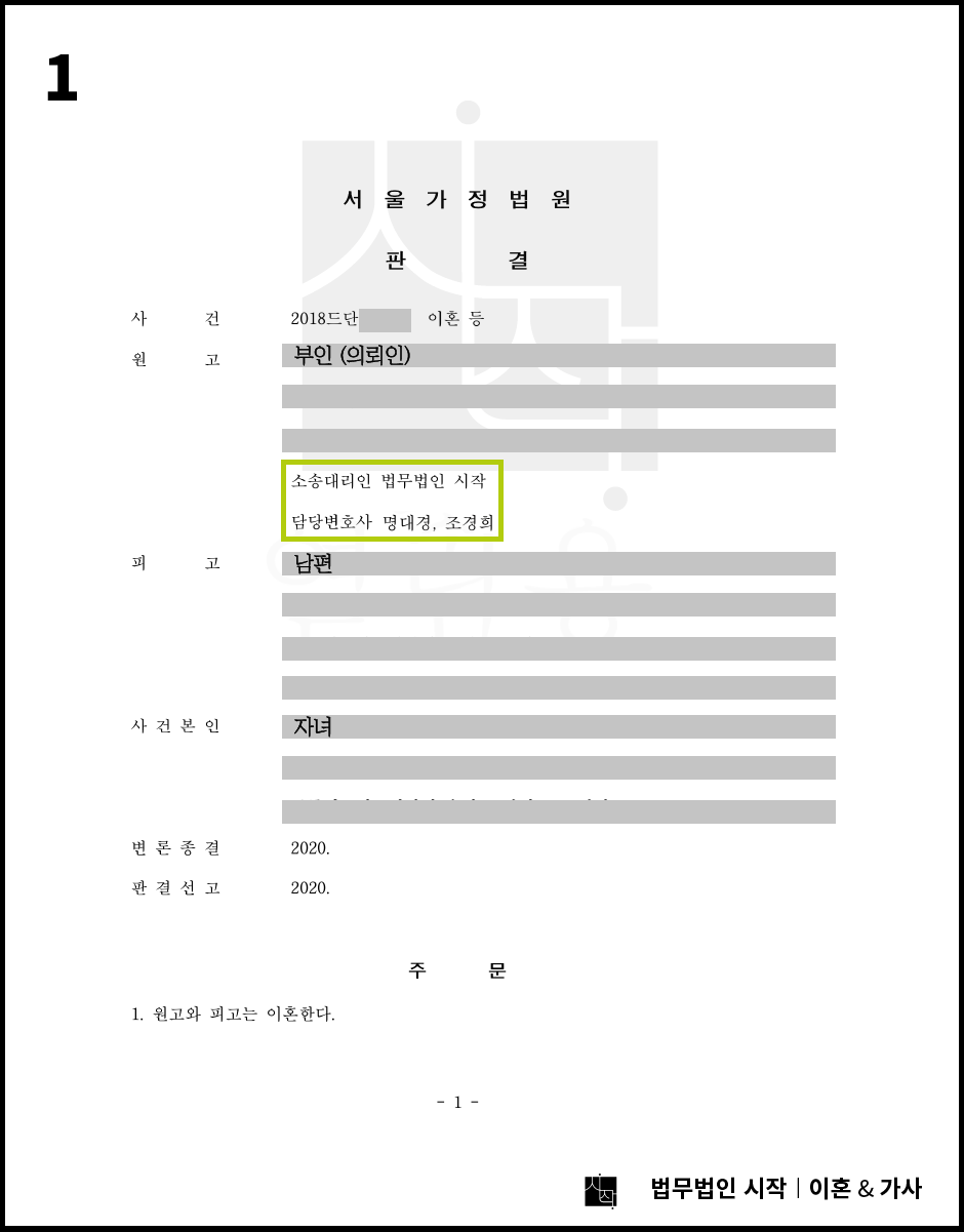 자녀의 친권 및 양육권을 확보하고, 혼인기간 2년으로 재산분할 3,600만 원 및 단계별 양육비의 지급을 확정한 사례