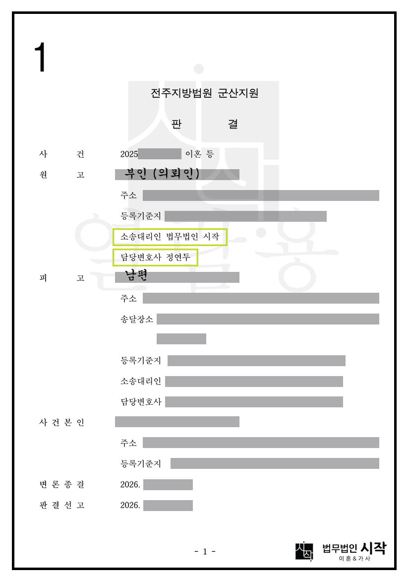재산분할을 거부하는 남편을 상대로 기여도 50%를 인정받고 양육권과 과거양육비까지 인정받은 사례