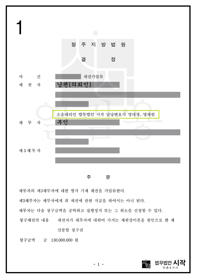현금공탁 없이 배우자 명의 임대차보증금 1억 3,000만 원을 가압류한 사례