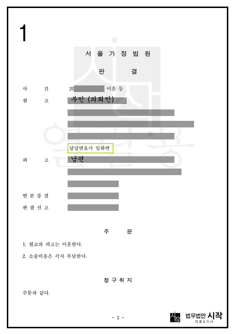 20년 이상 해외 별거 배우자를 상대로 한 재판상 이혼청구 인용