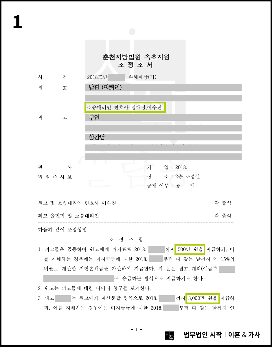 협의이혼 후 상간남과 부인을 상대로 한 위자료 청구