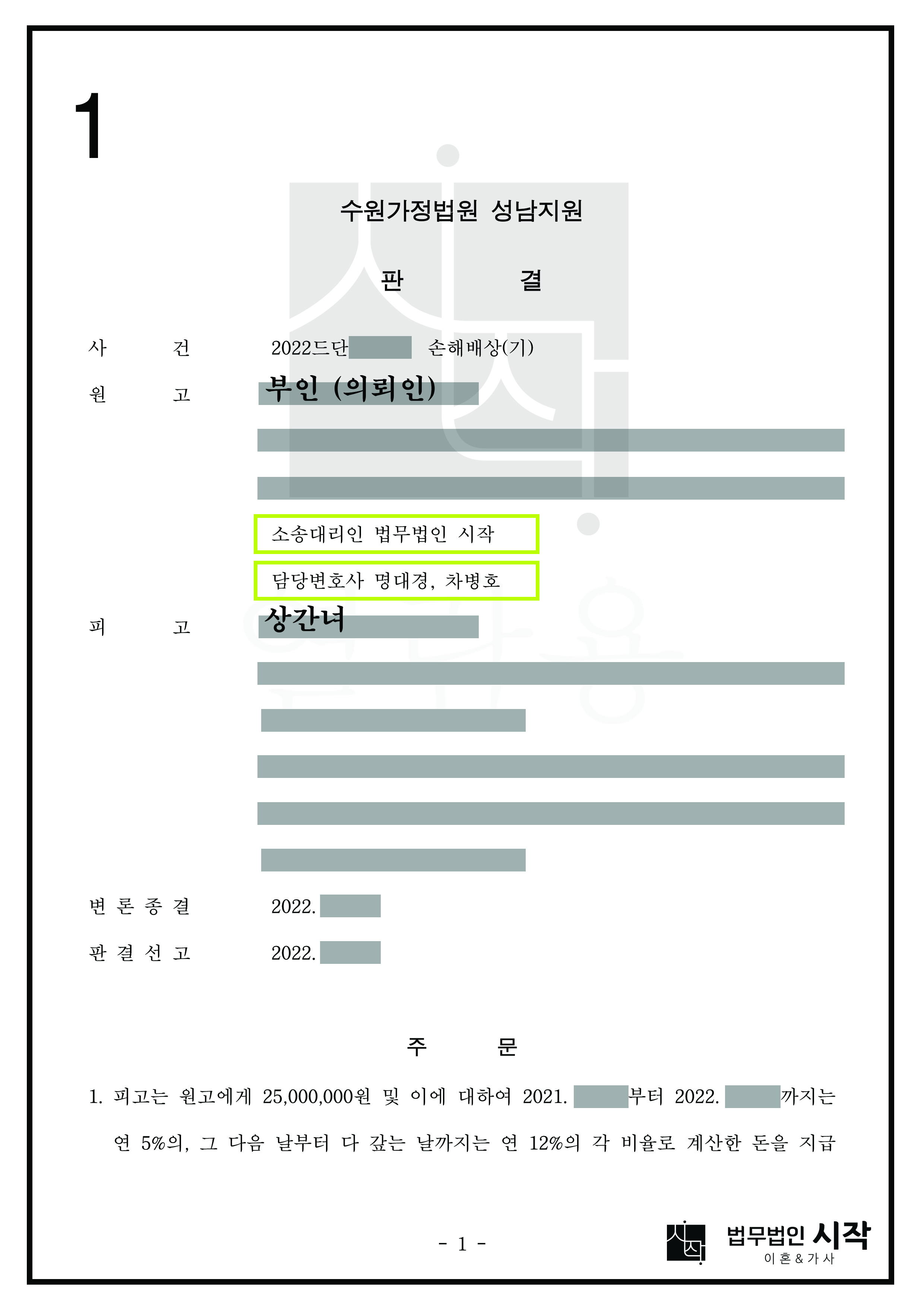 캠핑 모임에서 만나 남편과 부정행위를 해온 상간녀에 대해 높은 위자료를 인정받은 사건