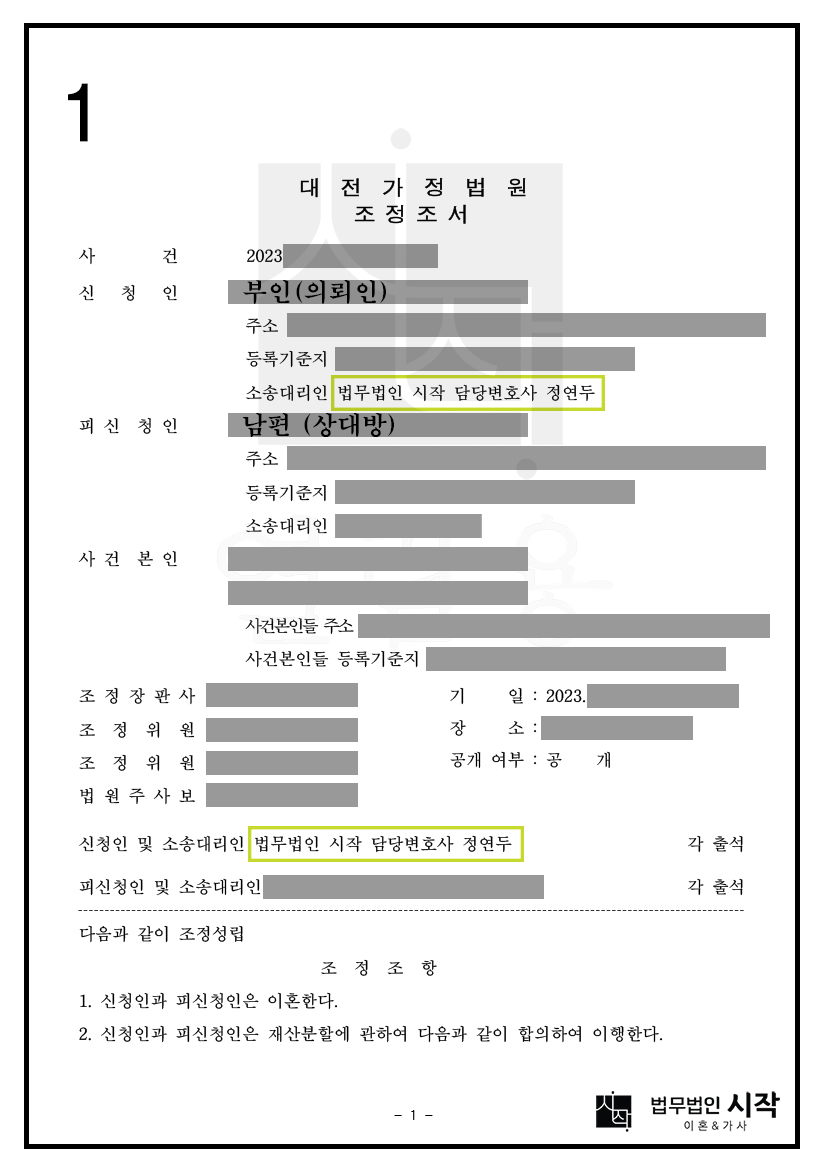 조정이혼을 통해 혼인관계를 빠르게 청산한 사례