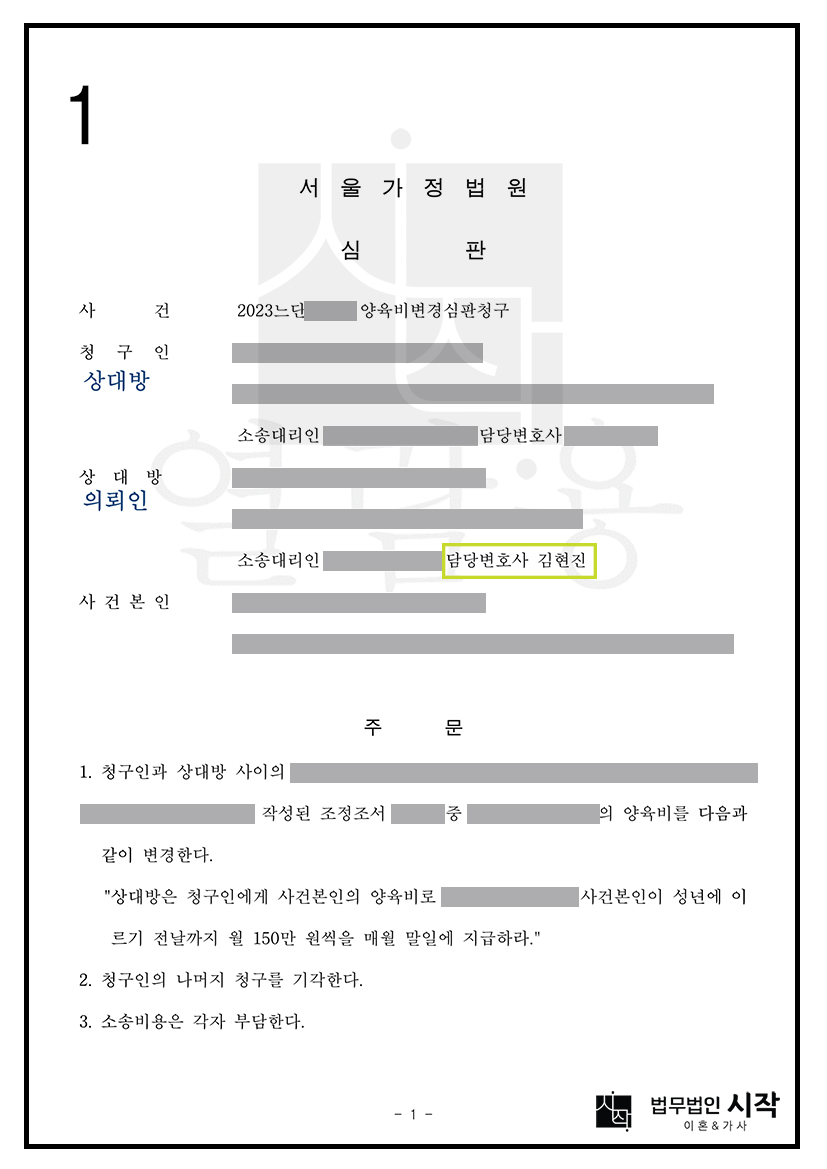 고소득 전문직 부모의 양육비 분쟁, 월 300만원 청구가 일부 기각된 사례