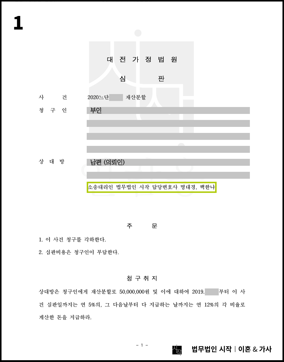 협의이혼 시 공증을 받은 재산분할합의가 인정된 사례