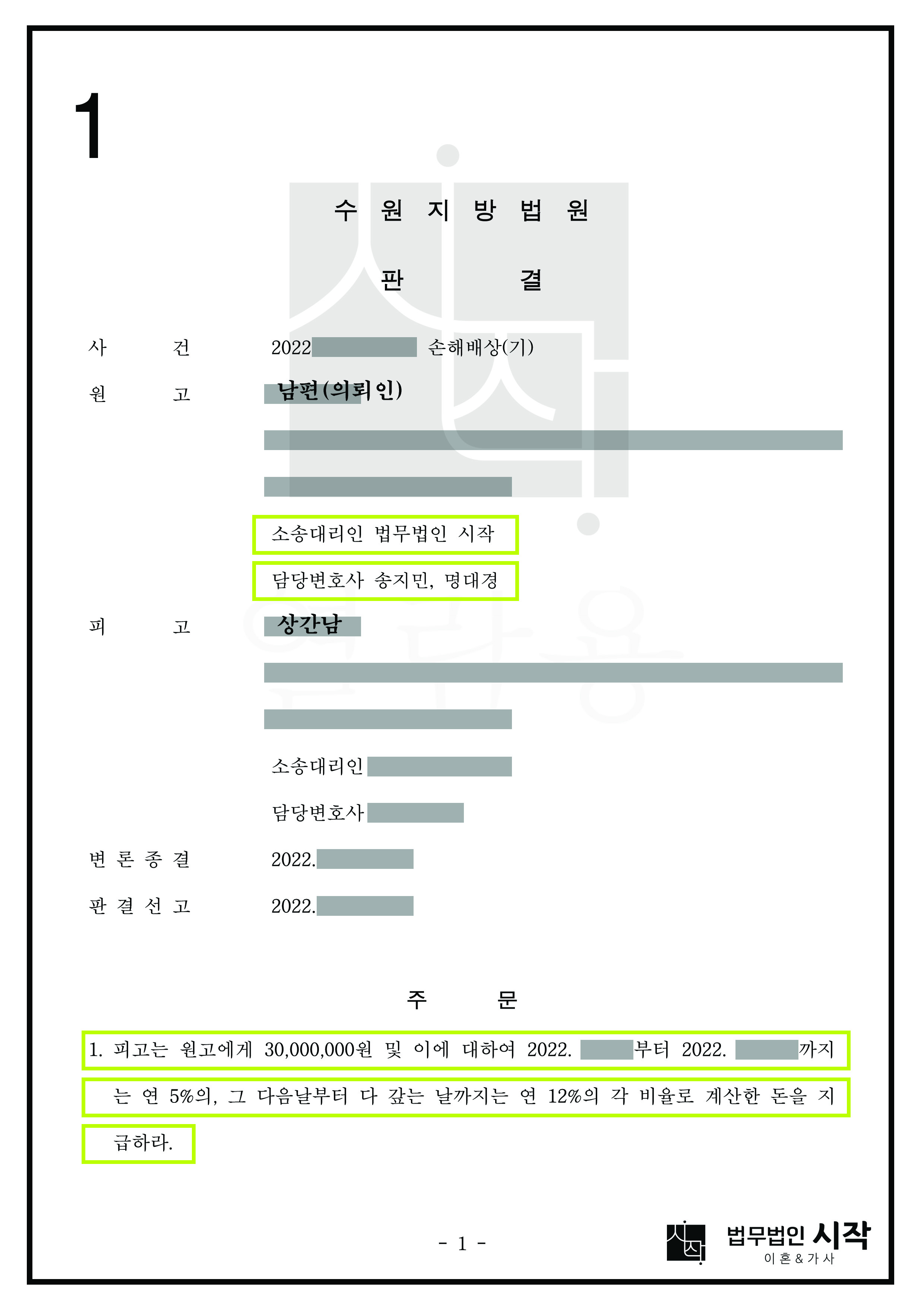 상간남의 적반하장식의 주장으로 위자료 금액이 증액된 사례