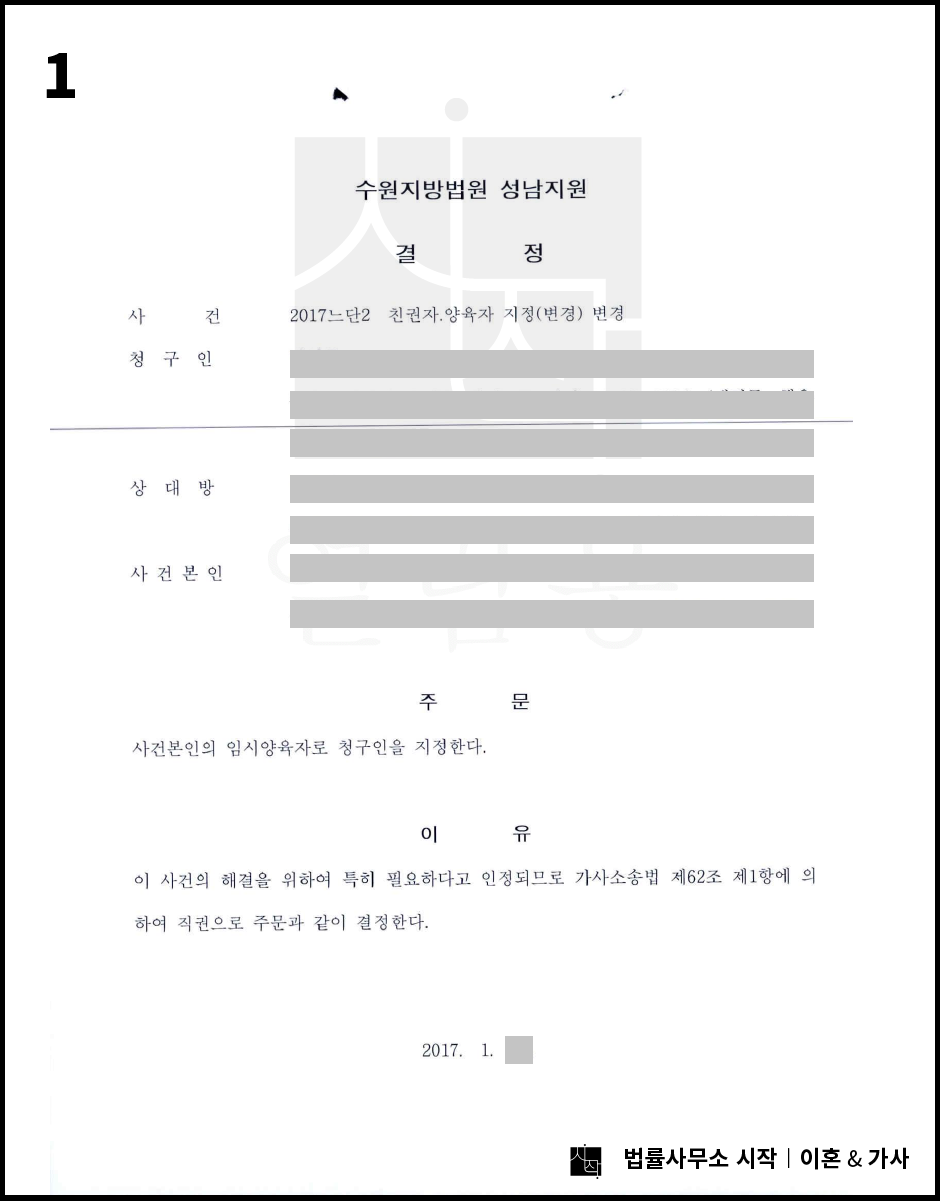 항고하여 양육권을 되찾아온 사례