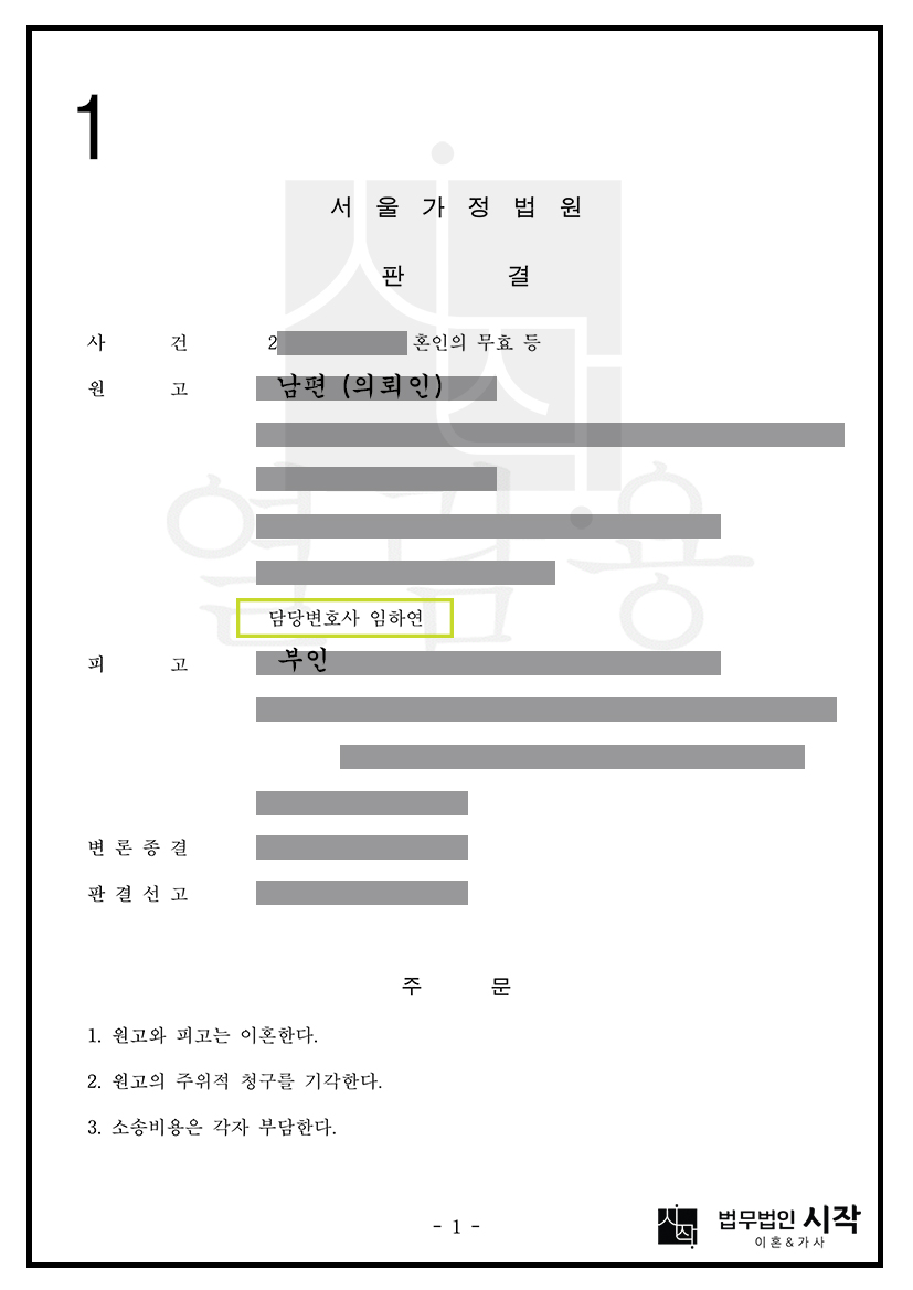 주위적 혼인무효확인청구가 기각되더라도 예비적 이혼청구를 통해 최종적으로 혼인관계 해소 목표 달성