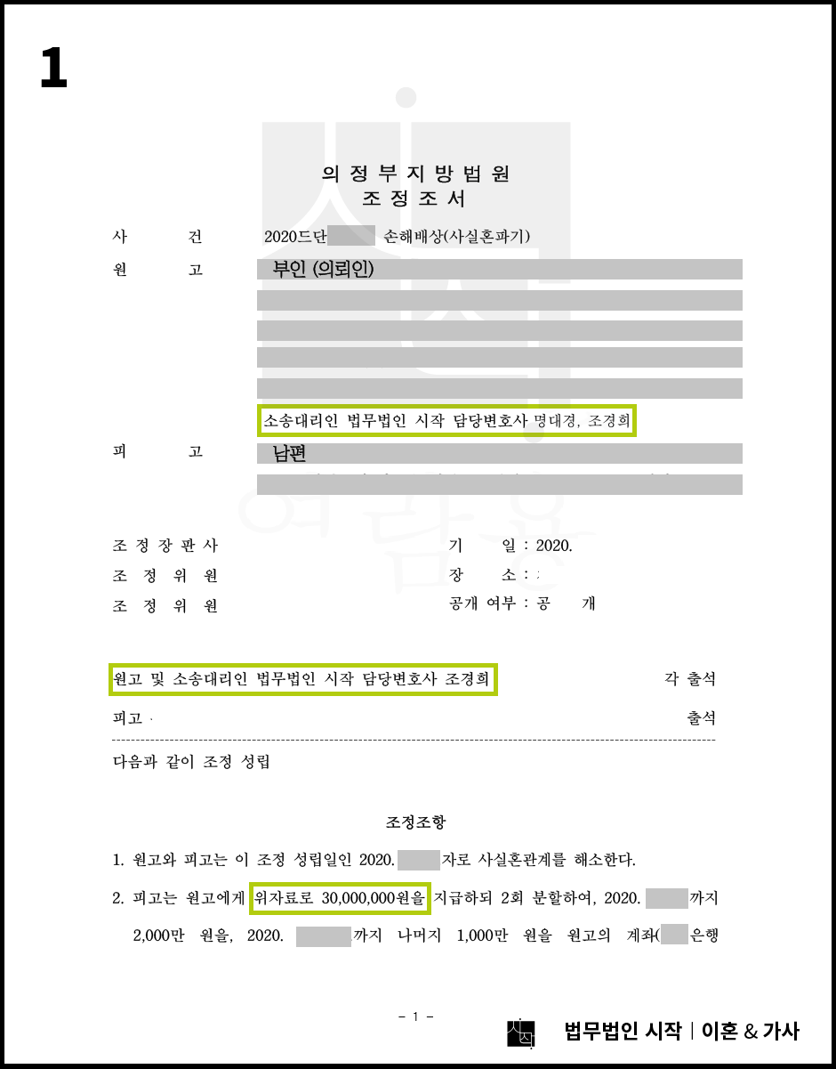부정행위를 저지른 사실혼 배우자로부터 최대 위자료 지급을 확보한 사례