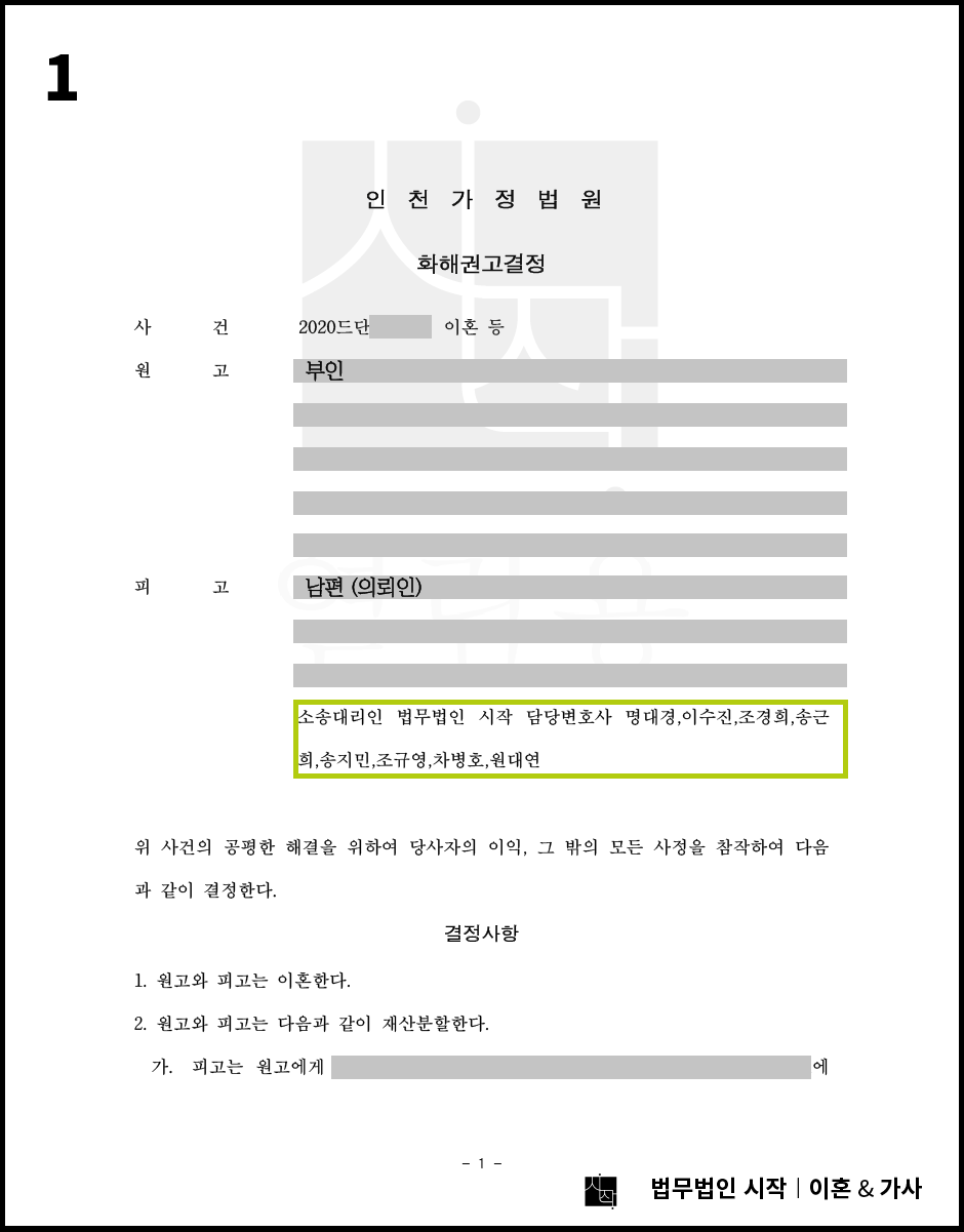 혼인기간 25년임에도 거액의 재산분할을 피한 사례