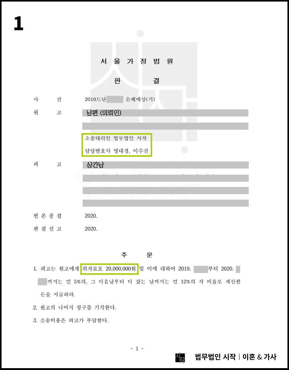 상간남이 경제적 곤궁을 호소하였으나 높은 위자료가 나온 사안