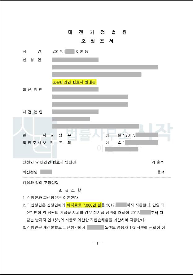 거액의 재산분할을 피하면서 높은 위자료 인정받은 케이스