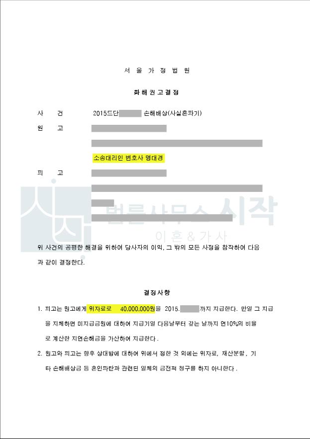 사실혼 해소로 인한 위자료 청구 케이스