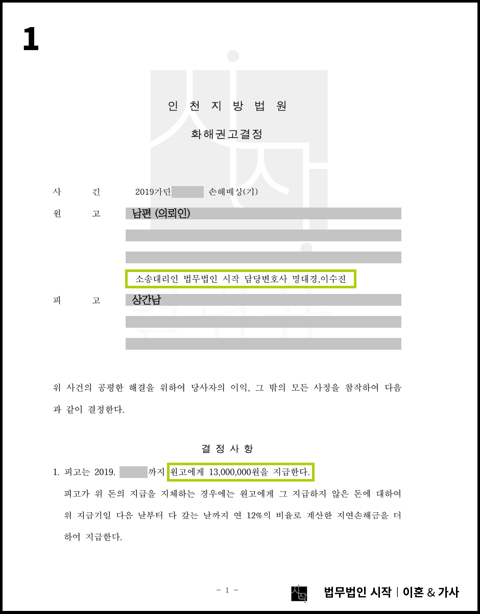 이혼을 하지 않고 어플남 상대로 위자료를 받은 사례