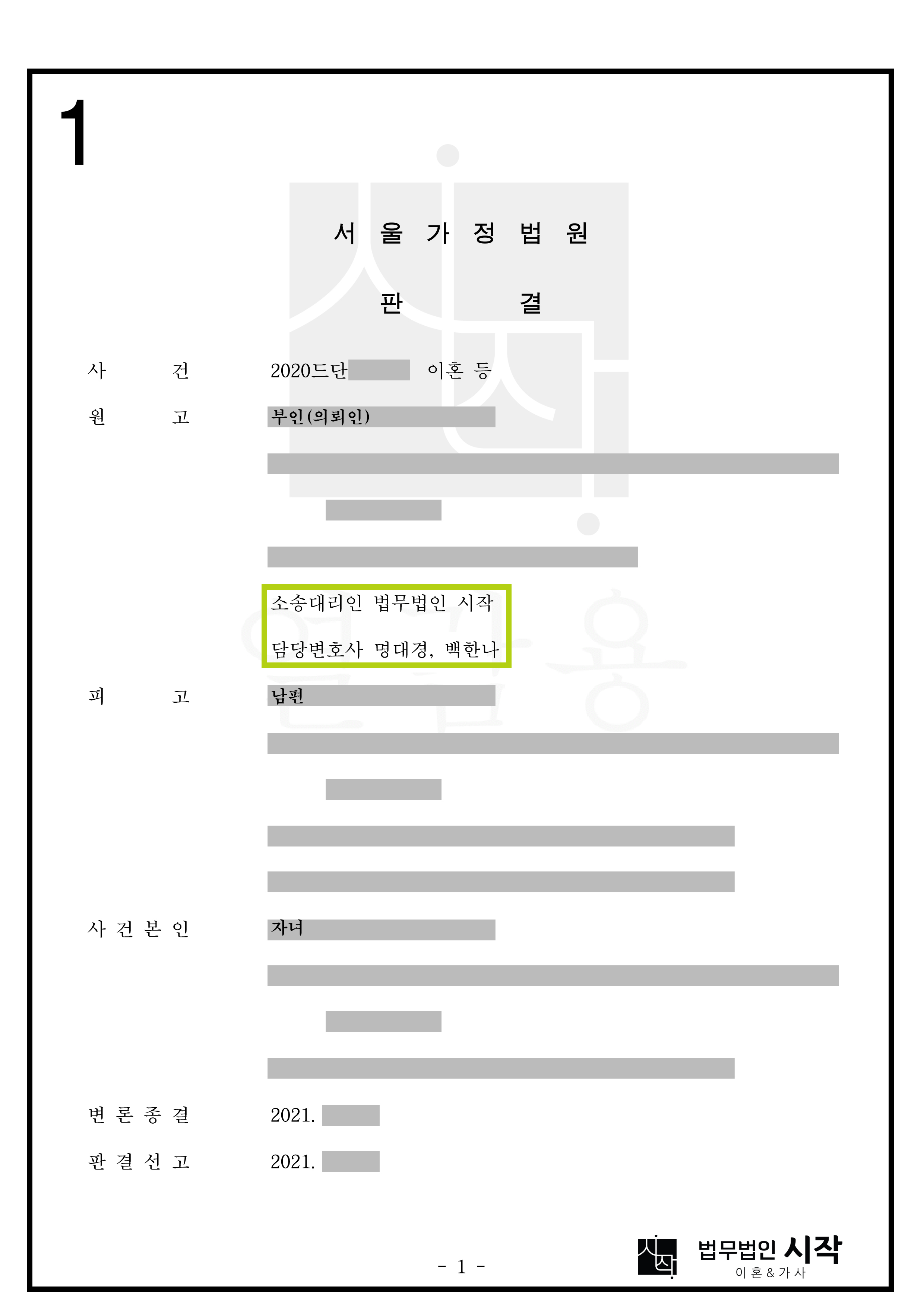 남편의 폭행으로 인한 위자료가 인정된 사례
