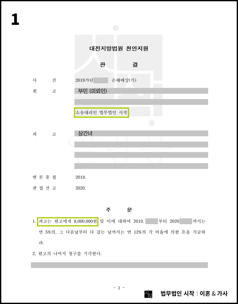 상간녀로부터 추가적인 위자료 지급을 확보한 사례