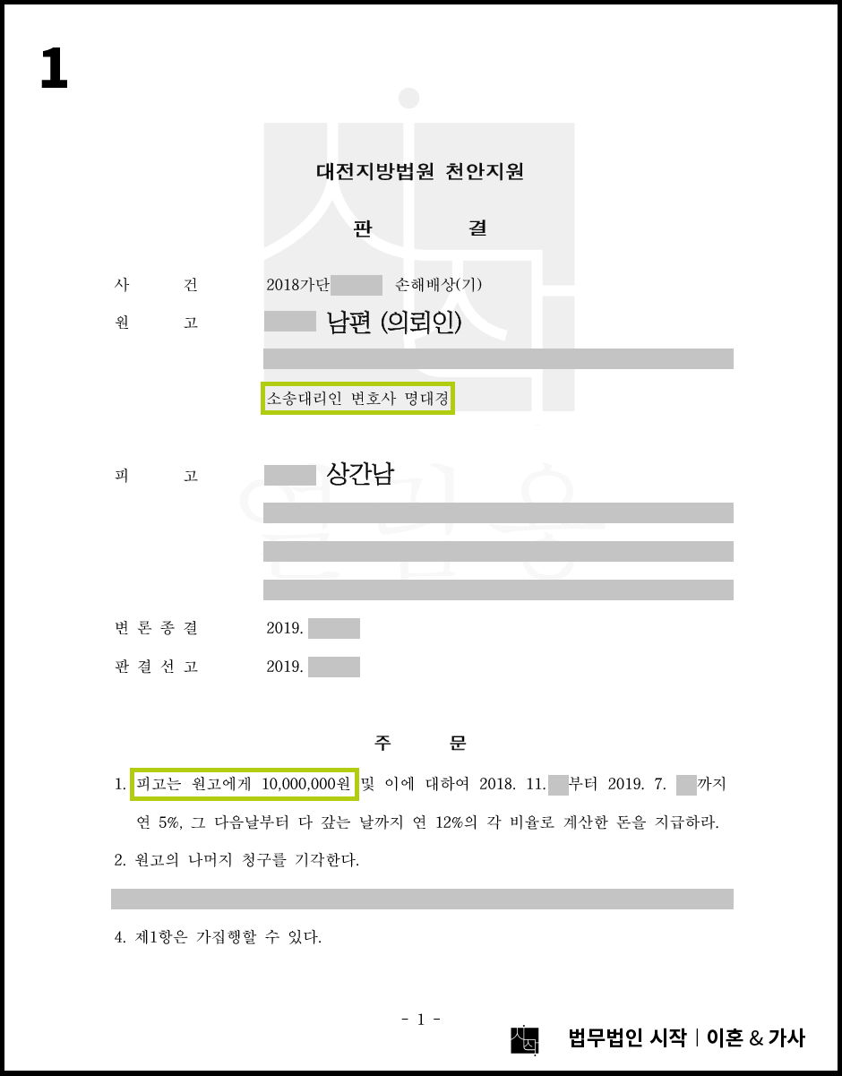 아내가 직원과 바람이 난 후 이혼은 하지 않고 직원에 대해 부정행위 책임만 묻는 사례