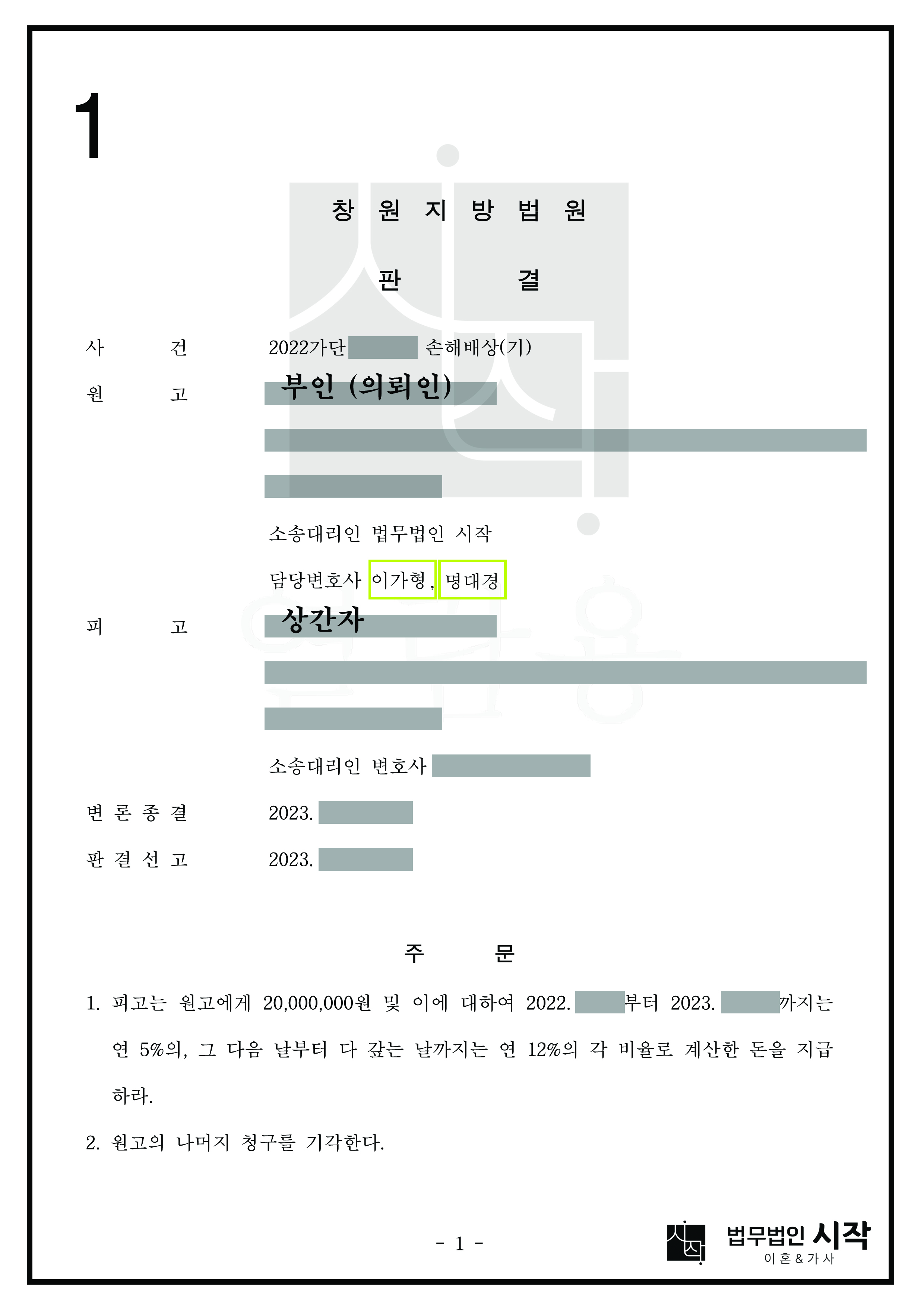 남편이 직장동료와 불륜을 저지른 뒤 이혼은 하지 않고 상간자만을 상대로 손해배상 소송을 하여 높은 위자료를 인정받은 사건