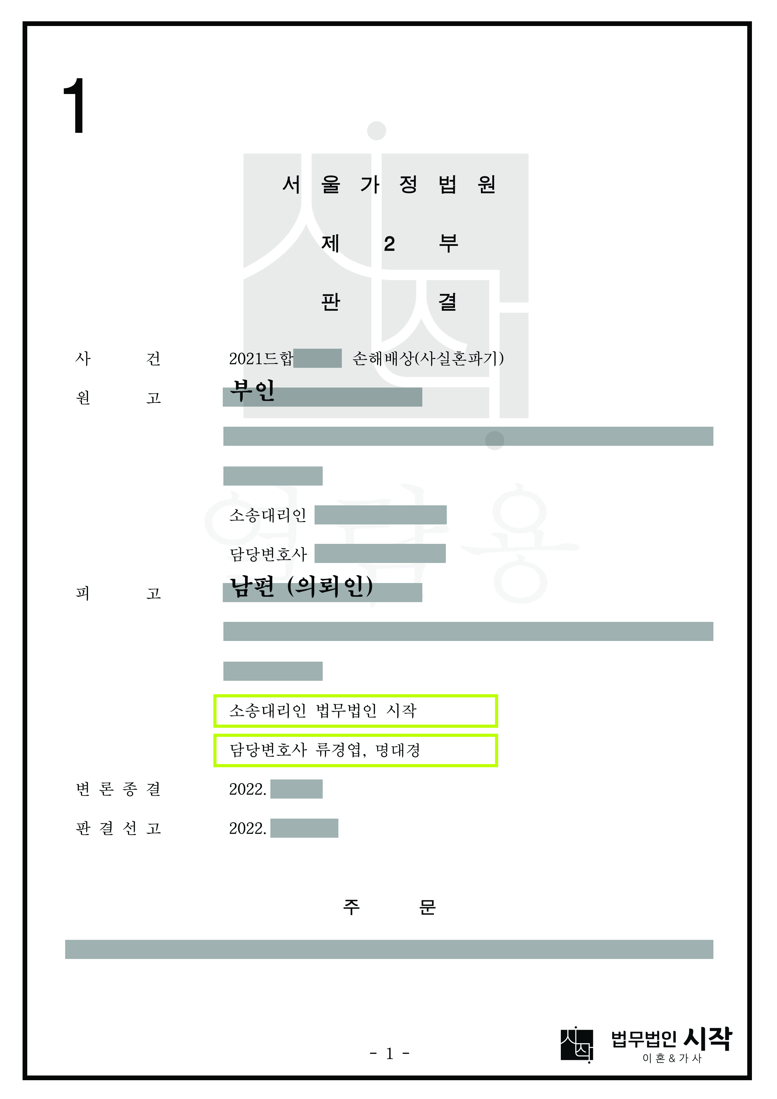 혼인기간이 단기간에 파탄되었음에도 불구하고 재산분할을 목적으로 혼인기간을 유지한 상대방의 재산분할청구를 방어해낸 사례